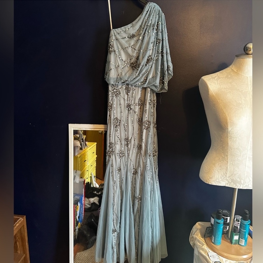 FINAL DROP Donating - Caché Beaded Blue Gown Size 4